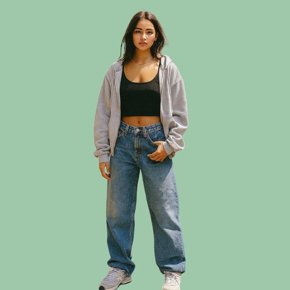 H&M &Denim High-Waisted Wide-Leg Jeans – Size 4 (Y2K Baggy Fit) - Picture 1 of 9